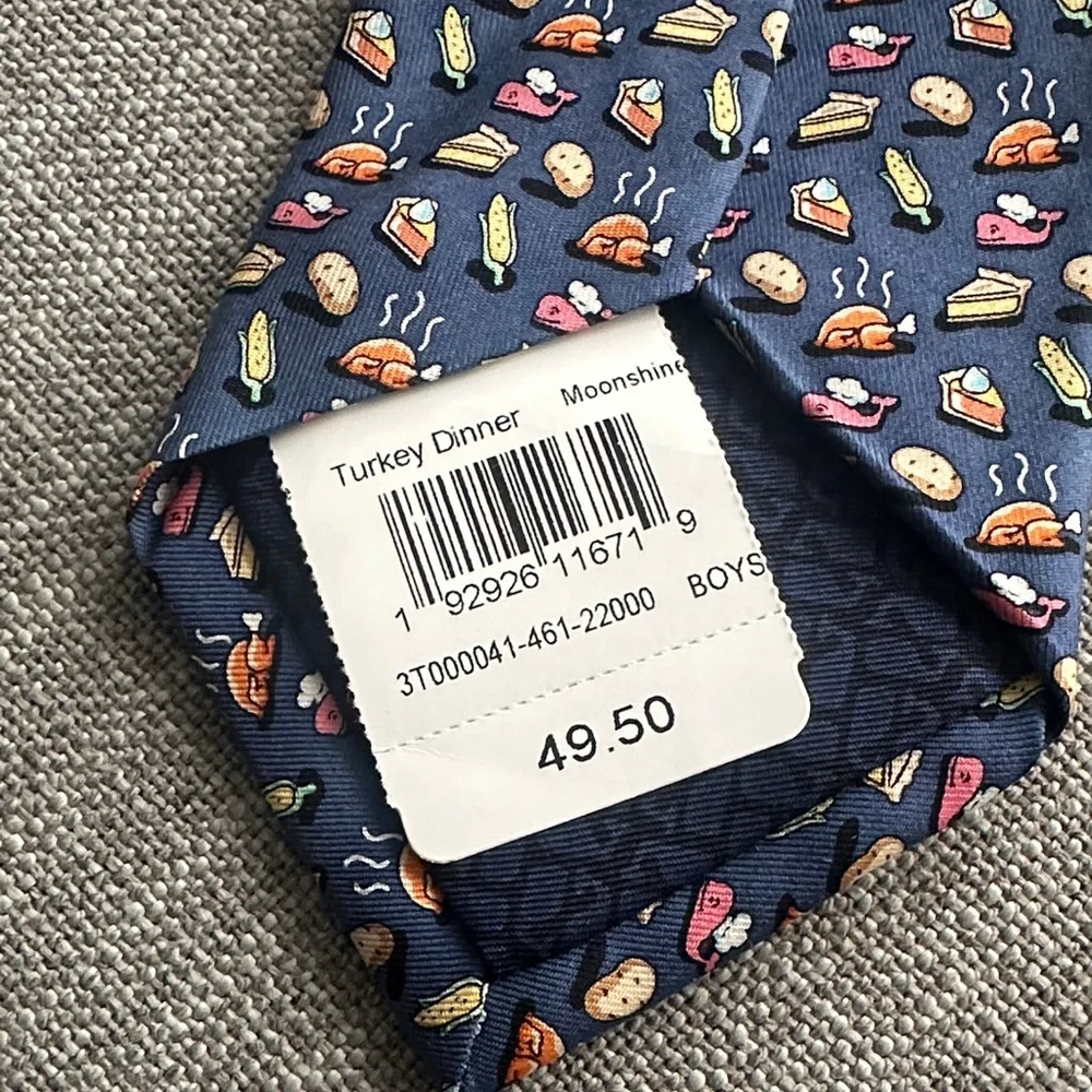 Vineyard Vines Blue Tie with Turkey Dinner